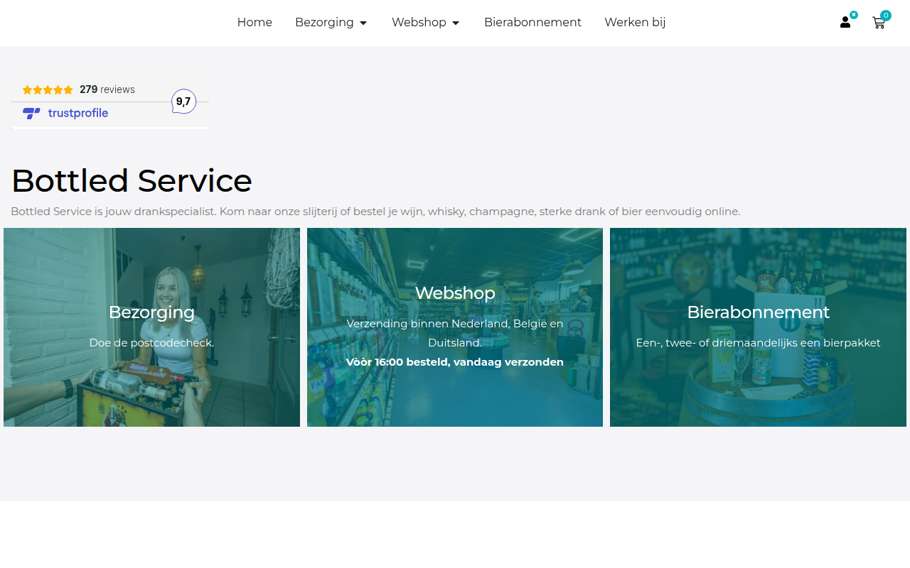 Screenshot van bottledservice.nl