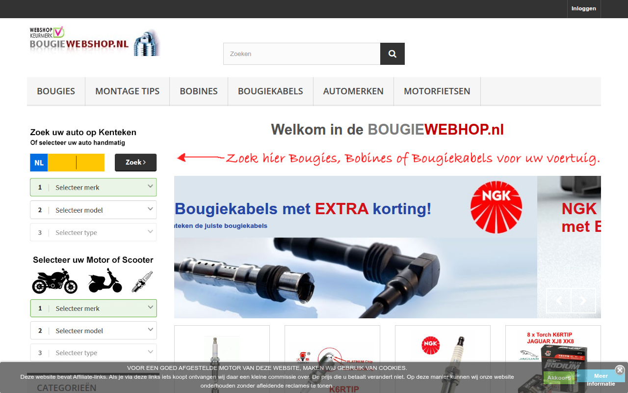 Screenshot van bougiewebshop.nl