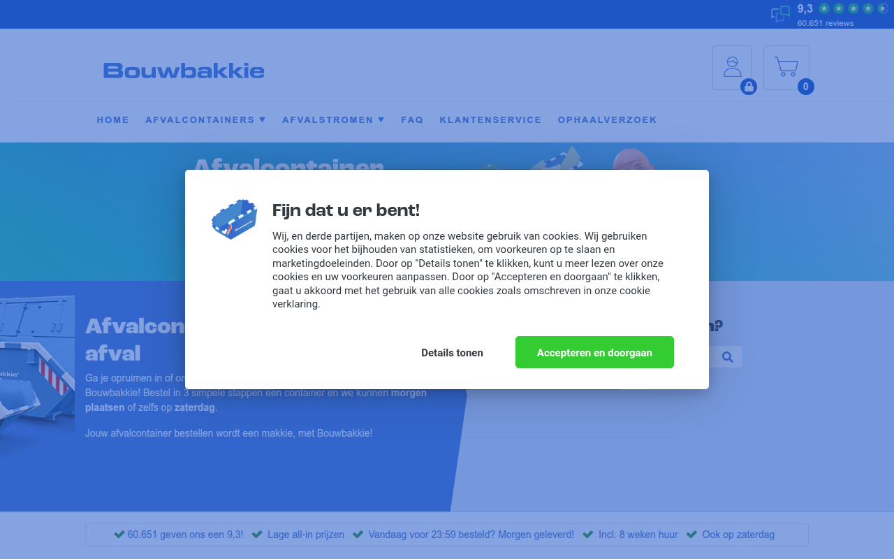 Screenshot van bouwbakkie.nl