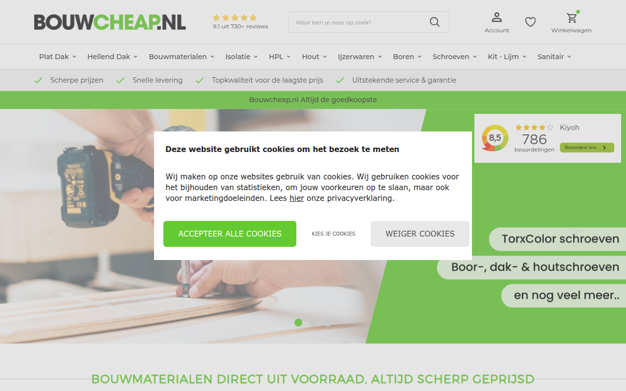 Screenshot van bouwcheap.nl