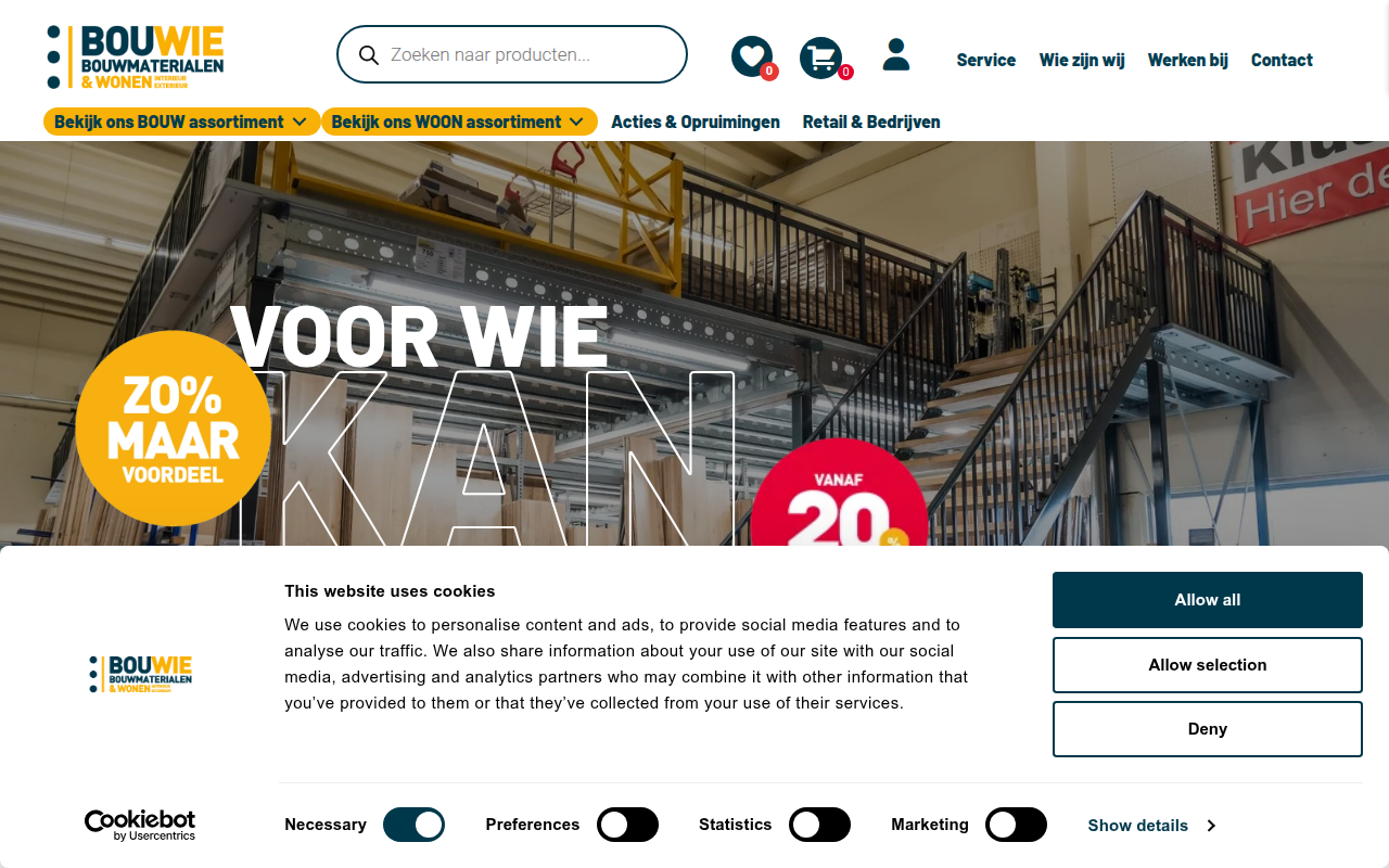 Screenshot van bouwie.info