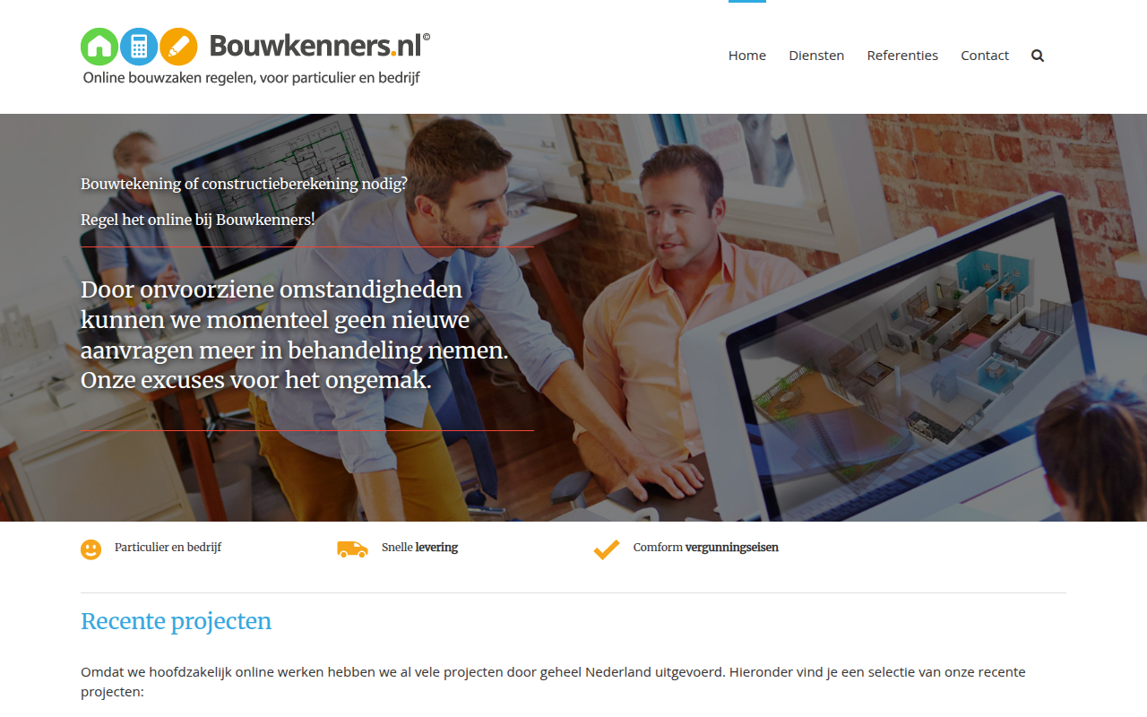 Screenshot van bouwkenners.nl