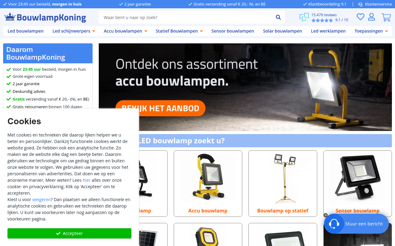 Screenshot van bouwlampkoning.nl