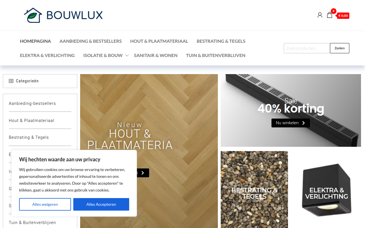 Screenshot van bouwlux.com