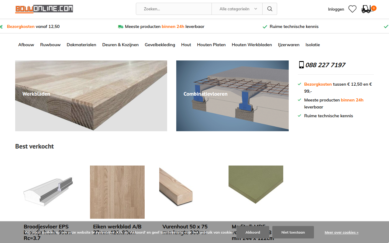 Screenshot van bouwonline.com