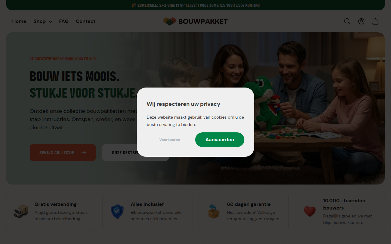 Screenshot van bouwpakket.com