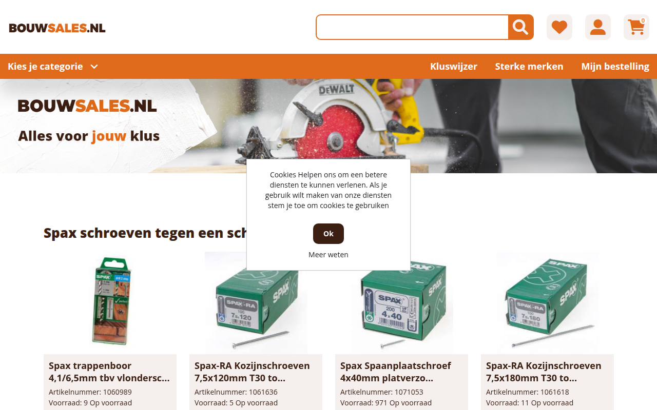 Screenshot van bouwsales.nl