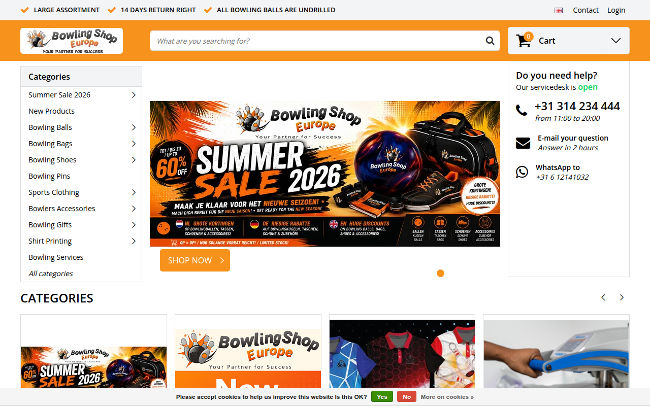 Screenshot van bowlingshopeurope.eu