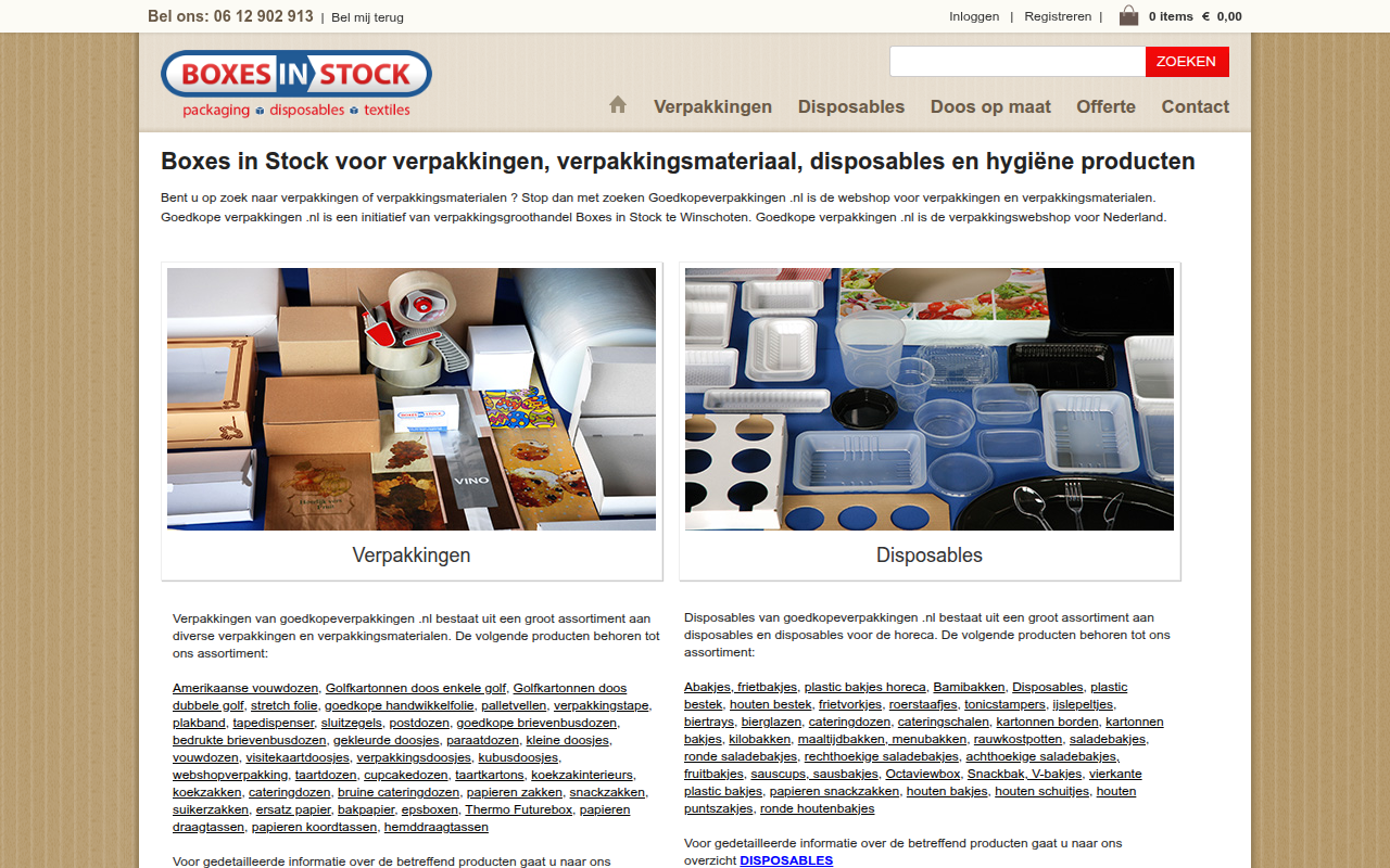 Screenshot van boxesinstock.nl