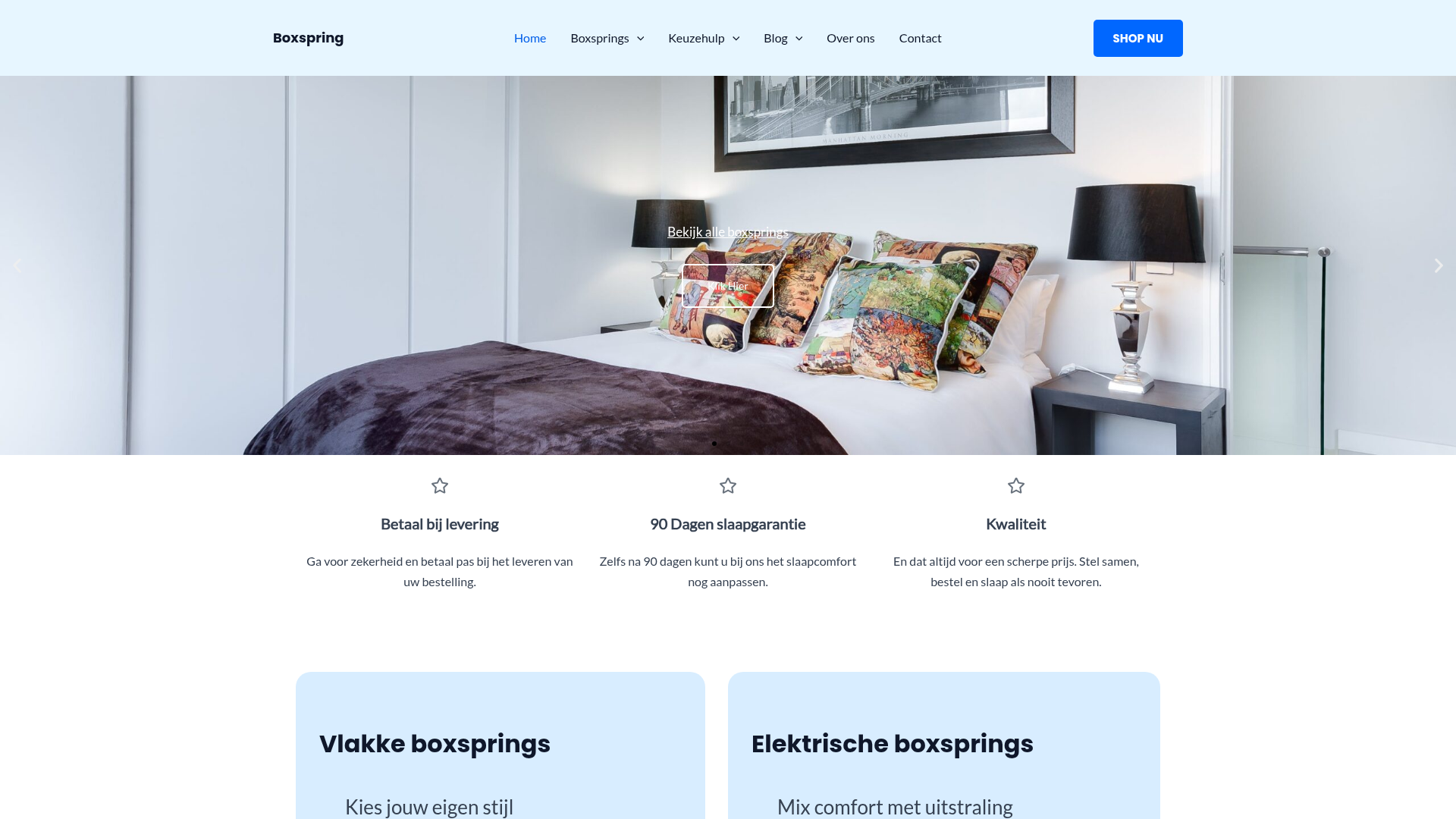 Screenshot van boxsprings.nl