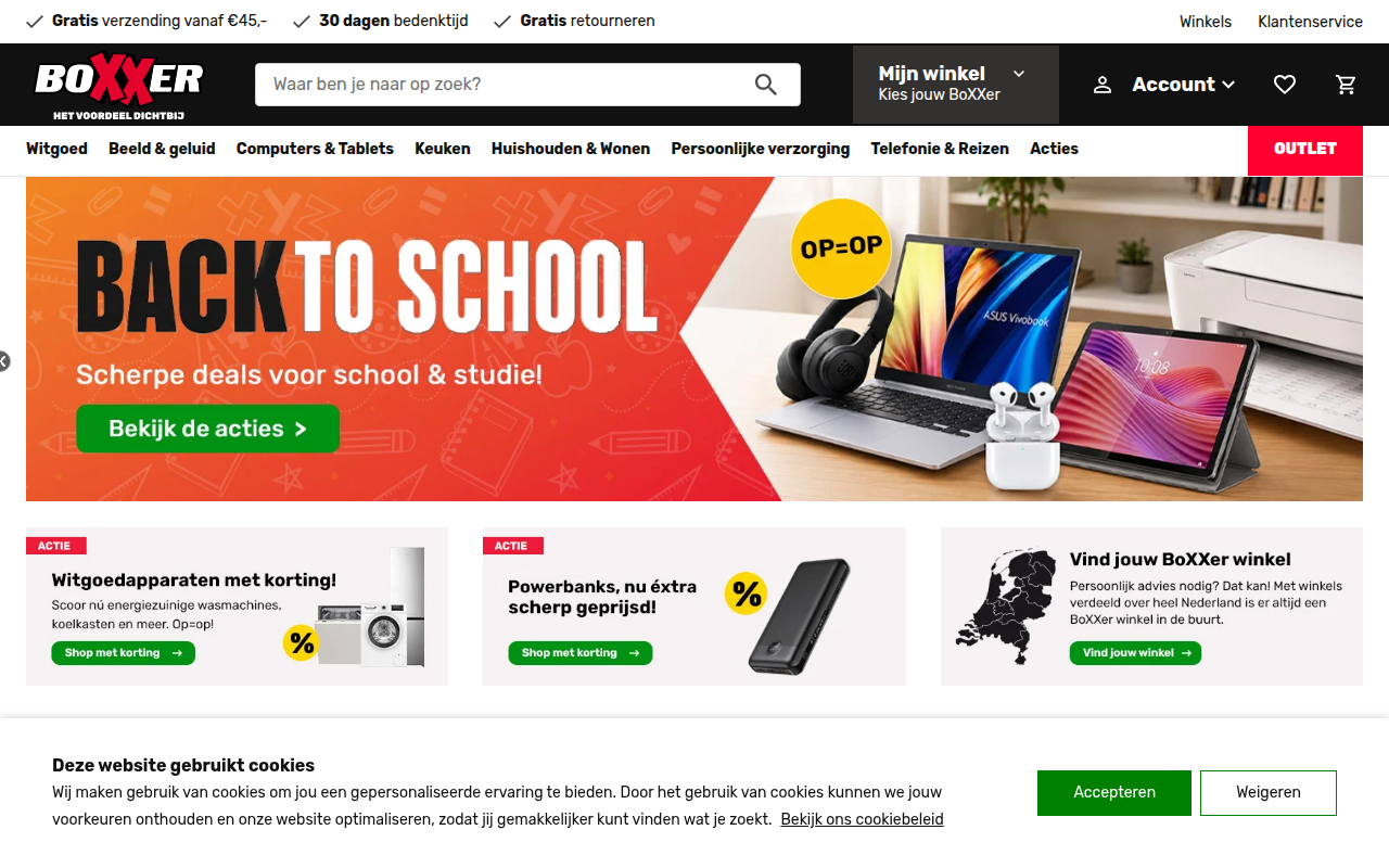 Screenshot van boxxer.nl