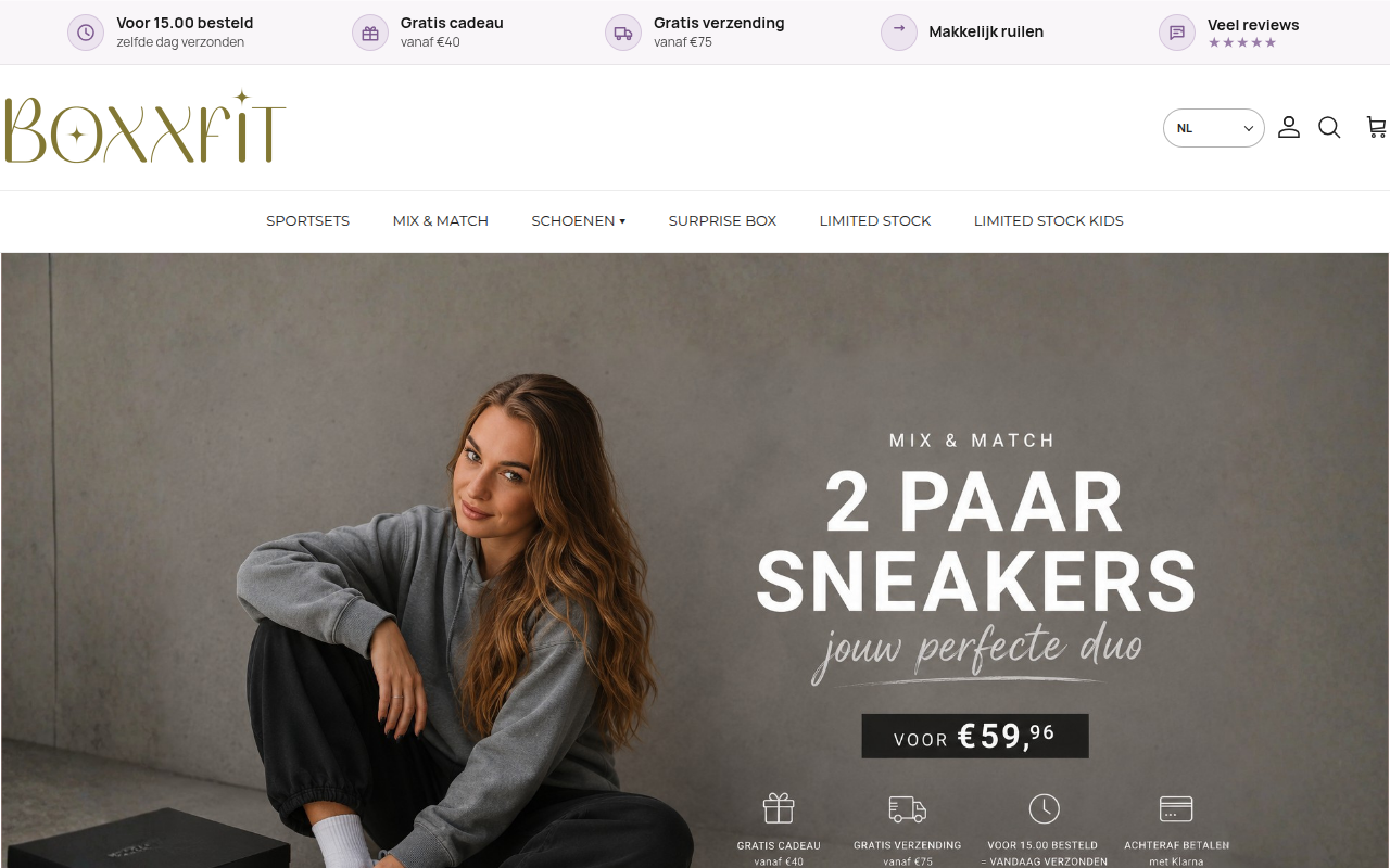 Screenshot van boxxfit.nl