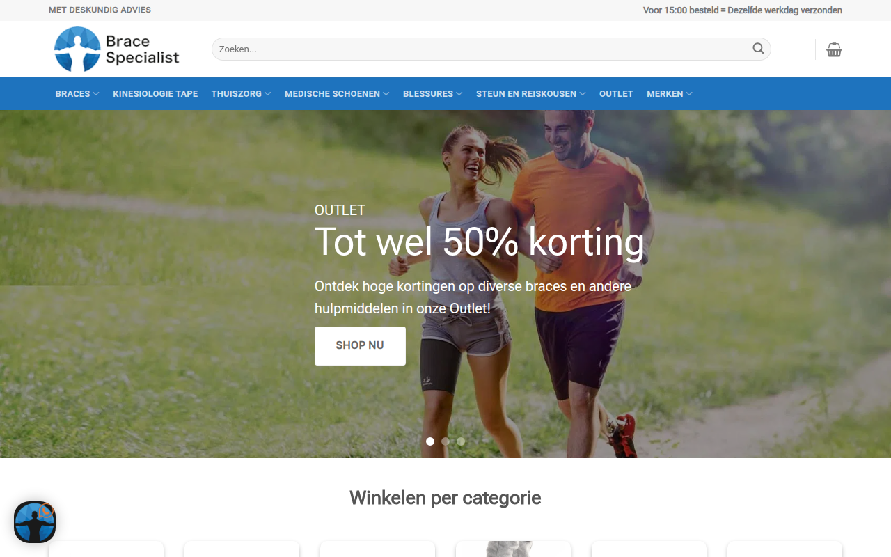 Screenshot van brace-specialist.nl