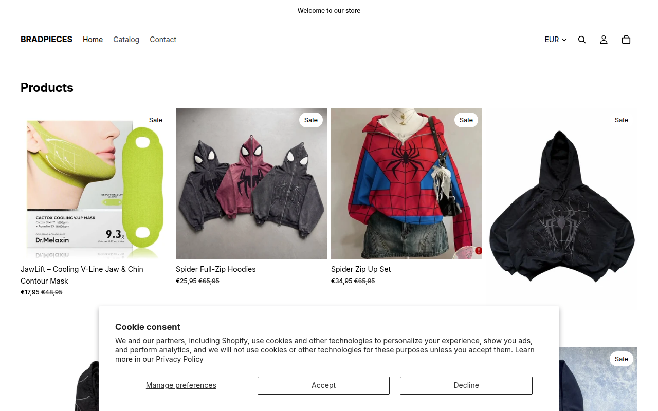 Screenshot van bradpieces.com