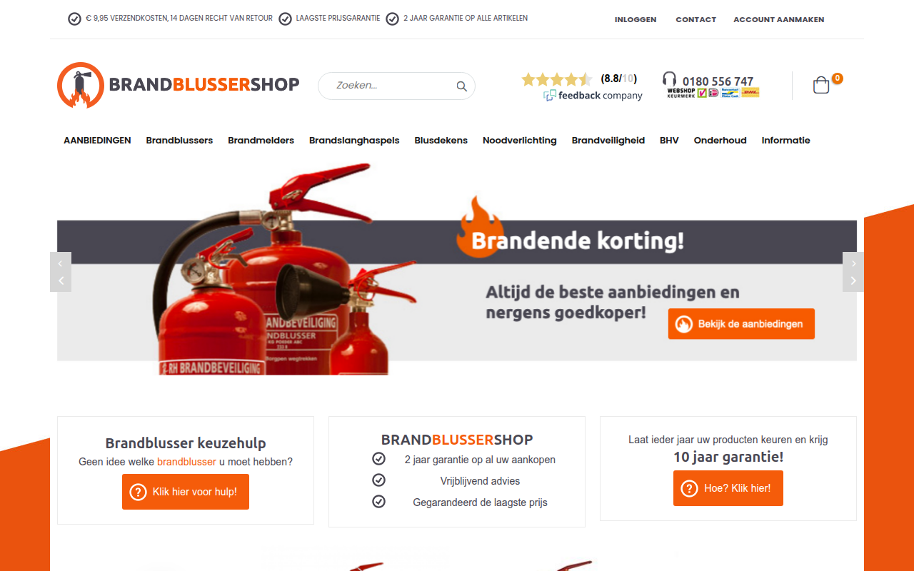 Screenshot van brandblussershop.eu