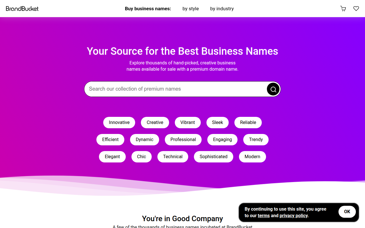 Screenshot van brandbucket.com