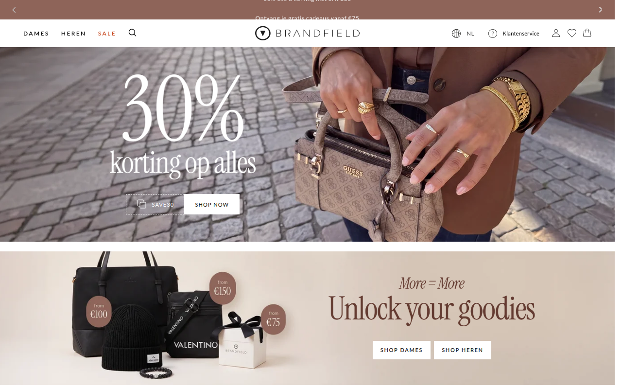 Screenshot van brandfield.nl