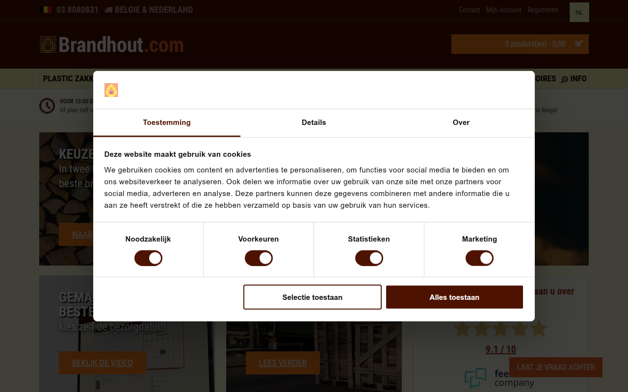 Screenshot van brandhout.com