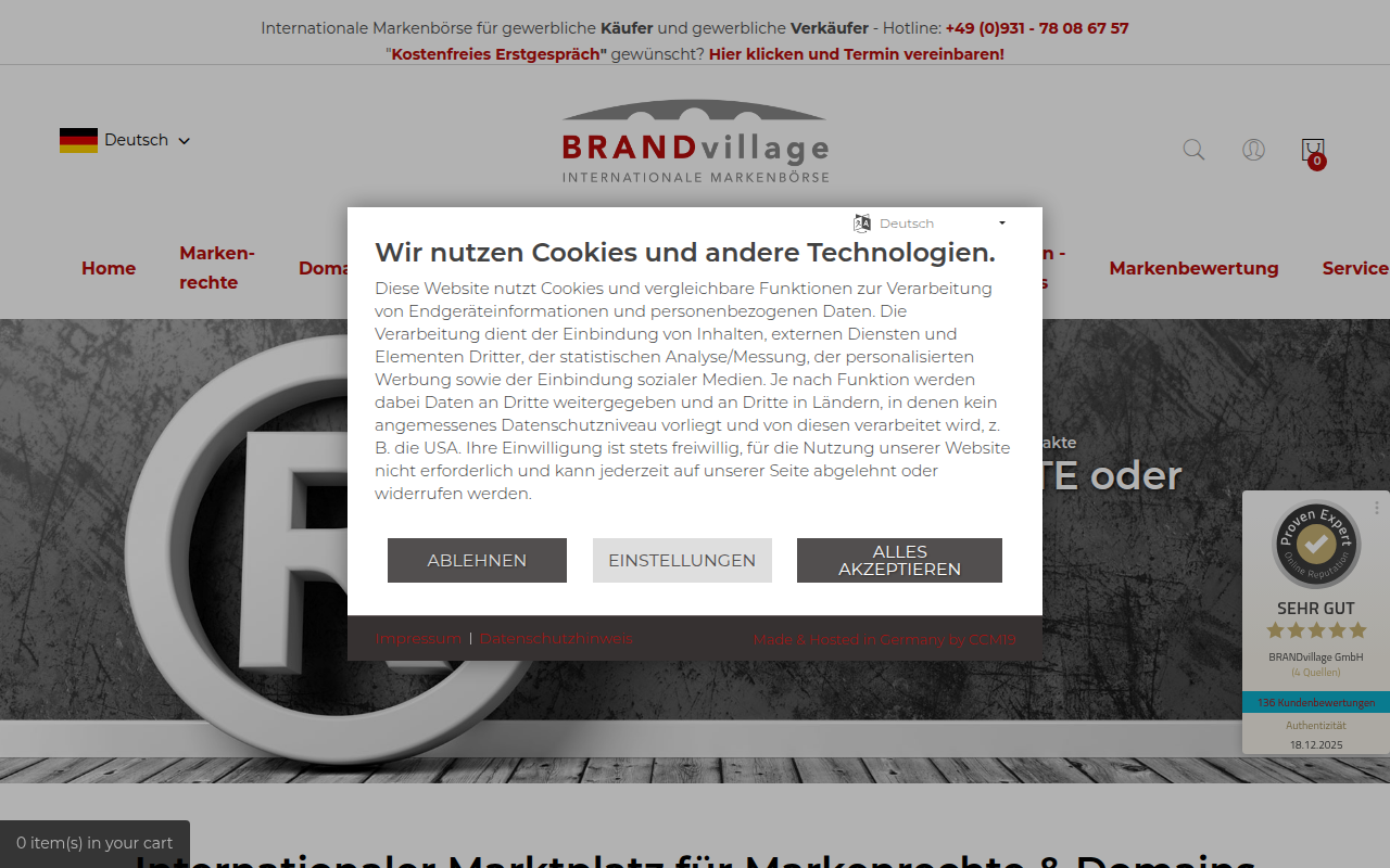 Screenshot van brandvillage.com