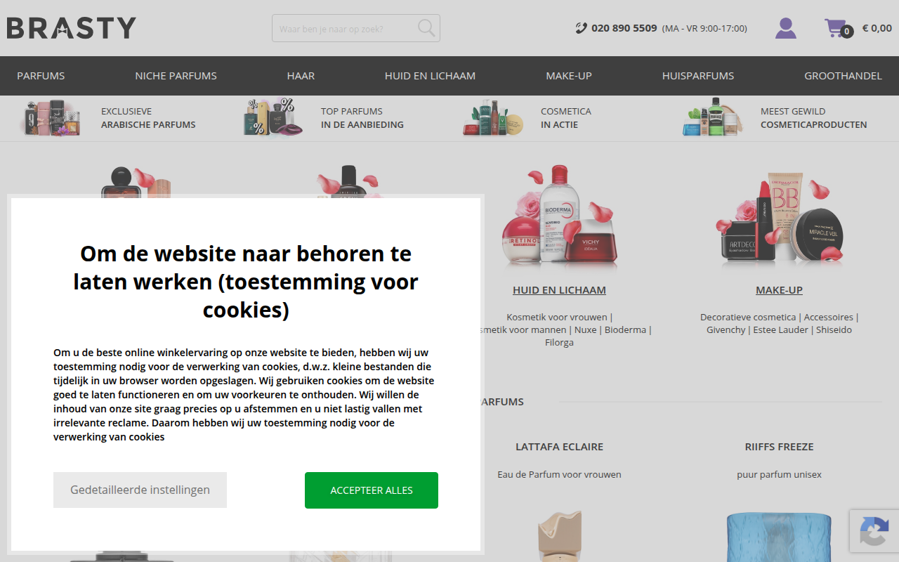 Screenshot van brasty.nl