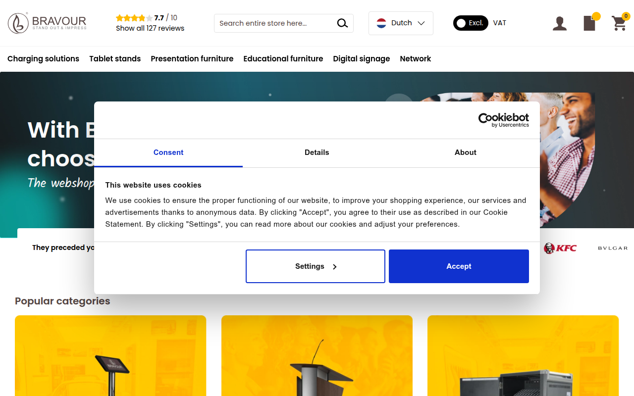 Screenshot van bravour.com