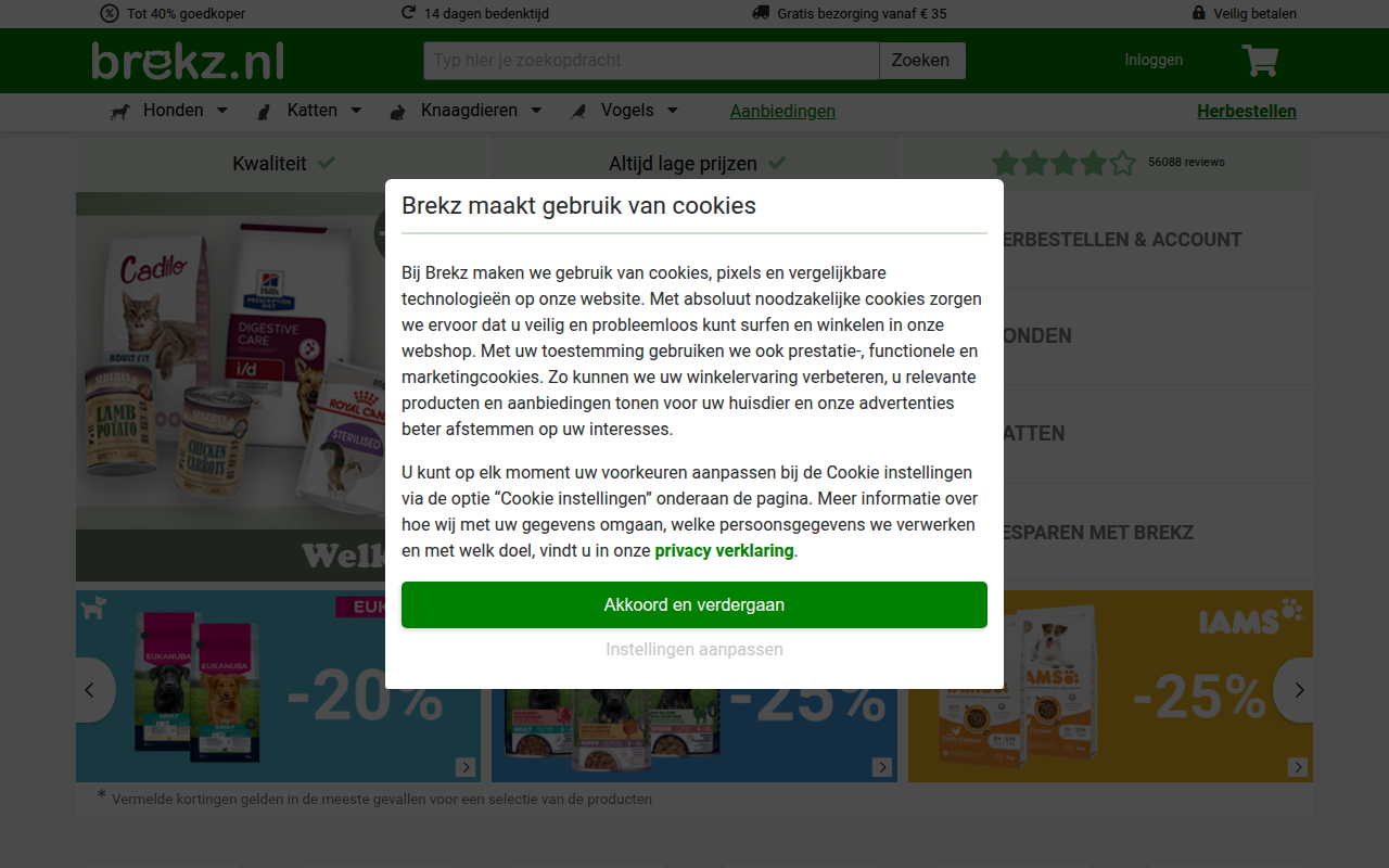 Screenshot van brekz.nl