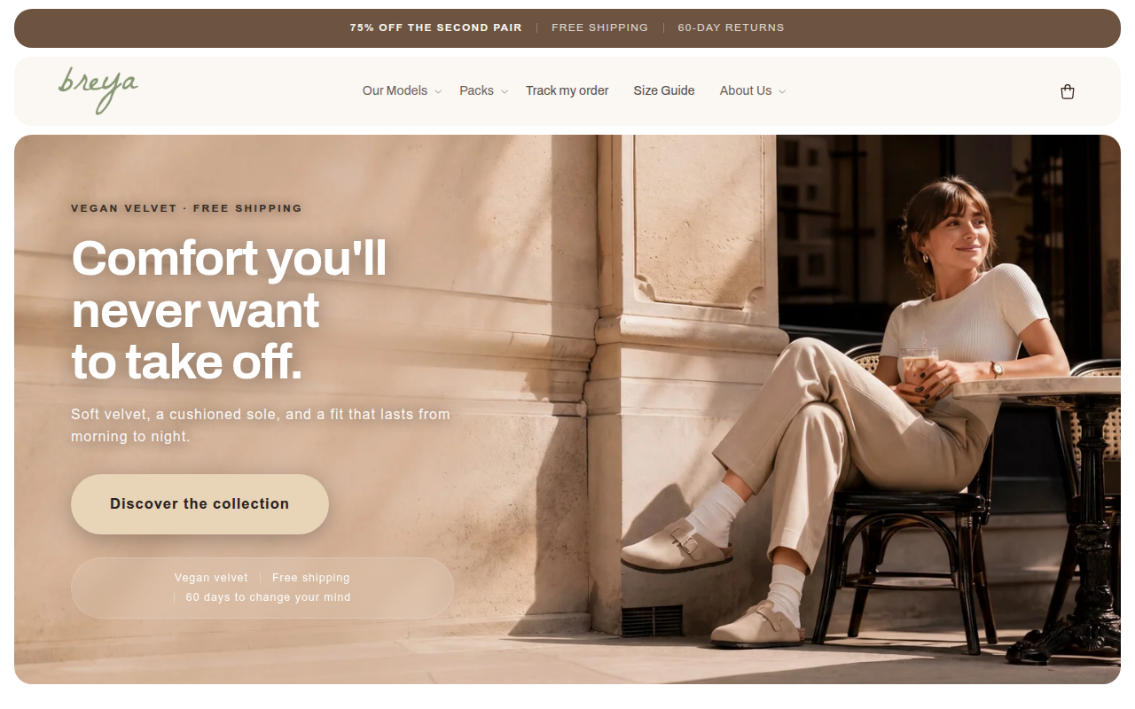 Screenshot van breyashop.com