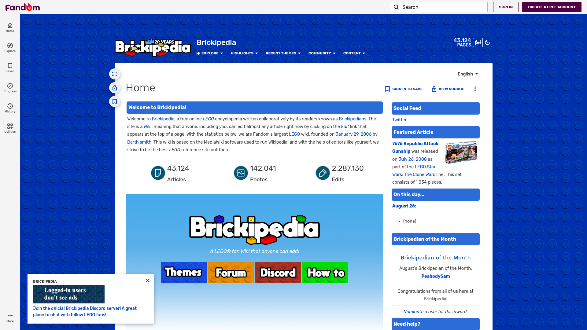 Screenshot van brickipedia.fandom.com