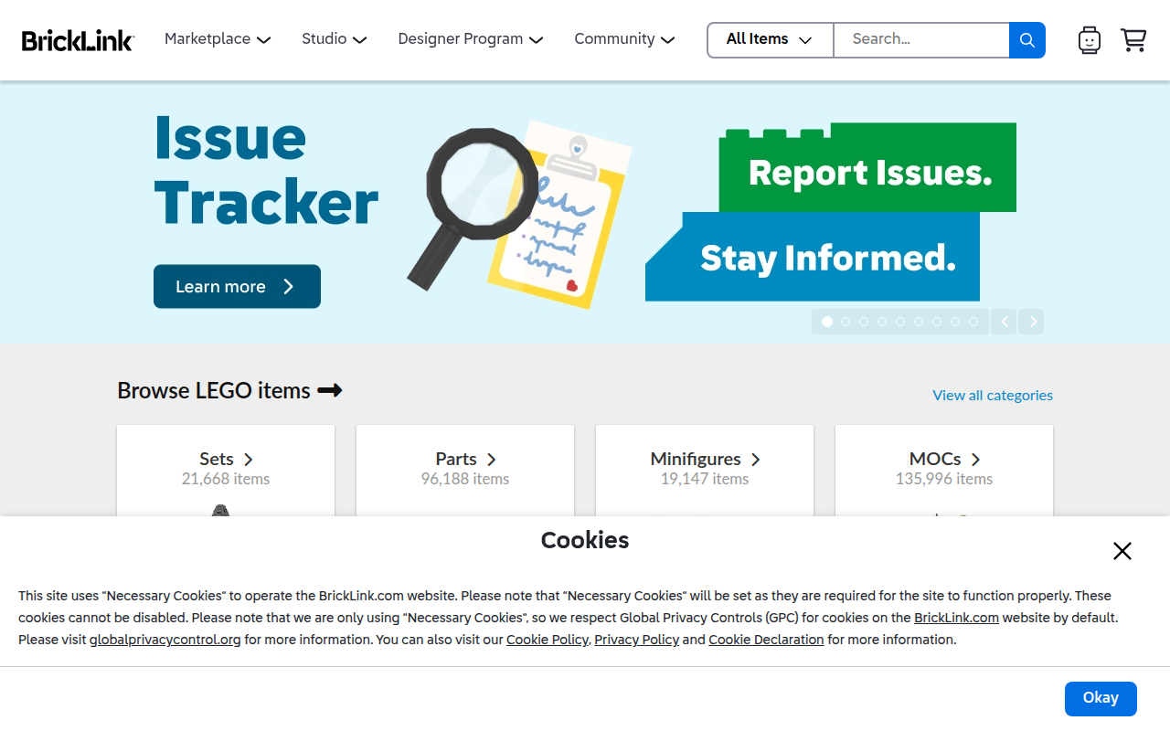 Screenshot van bricklink.com
