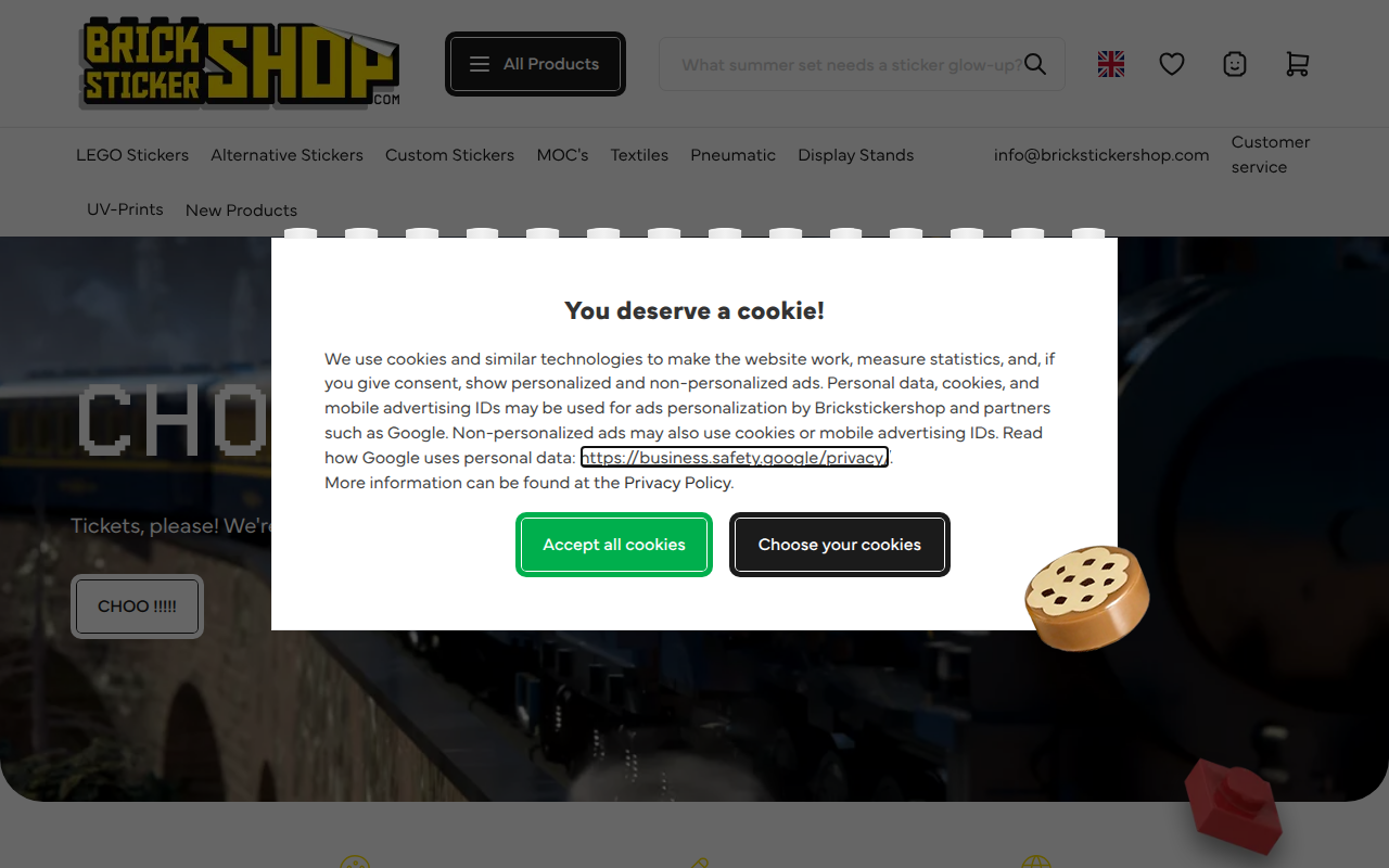 Screenshot van brickstickershop.com