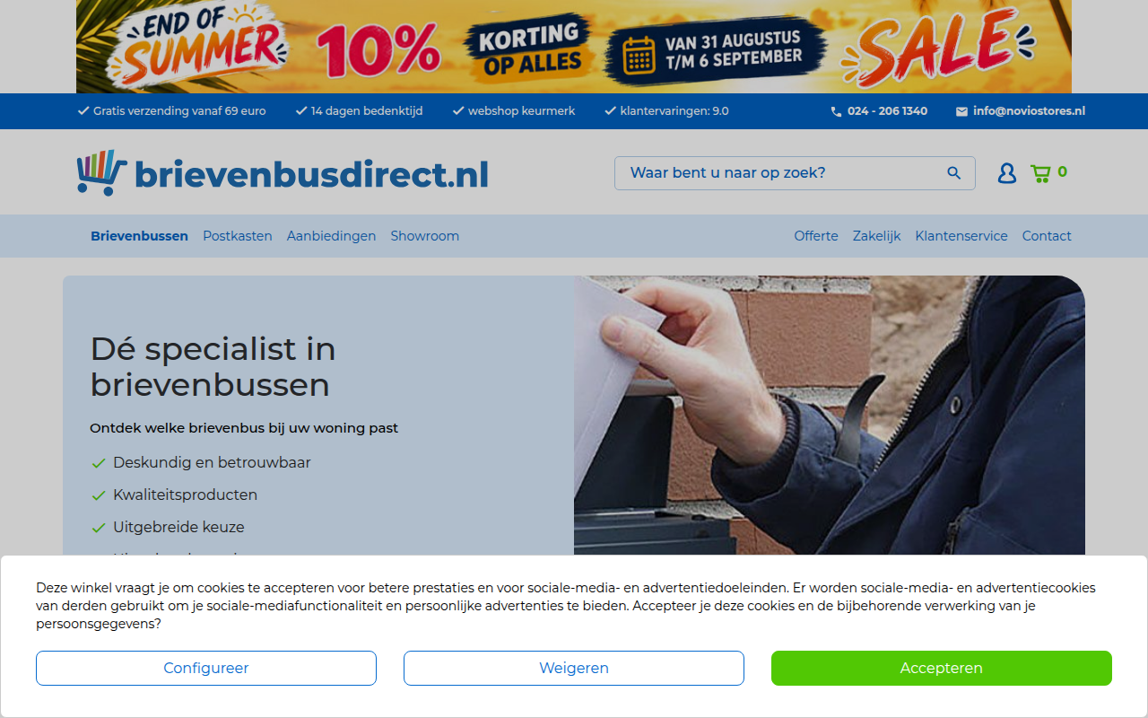 Screenshot van brievenbusdirect.nl