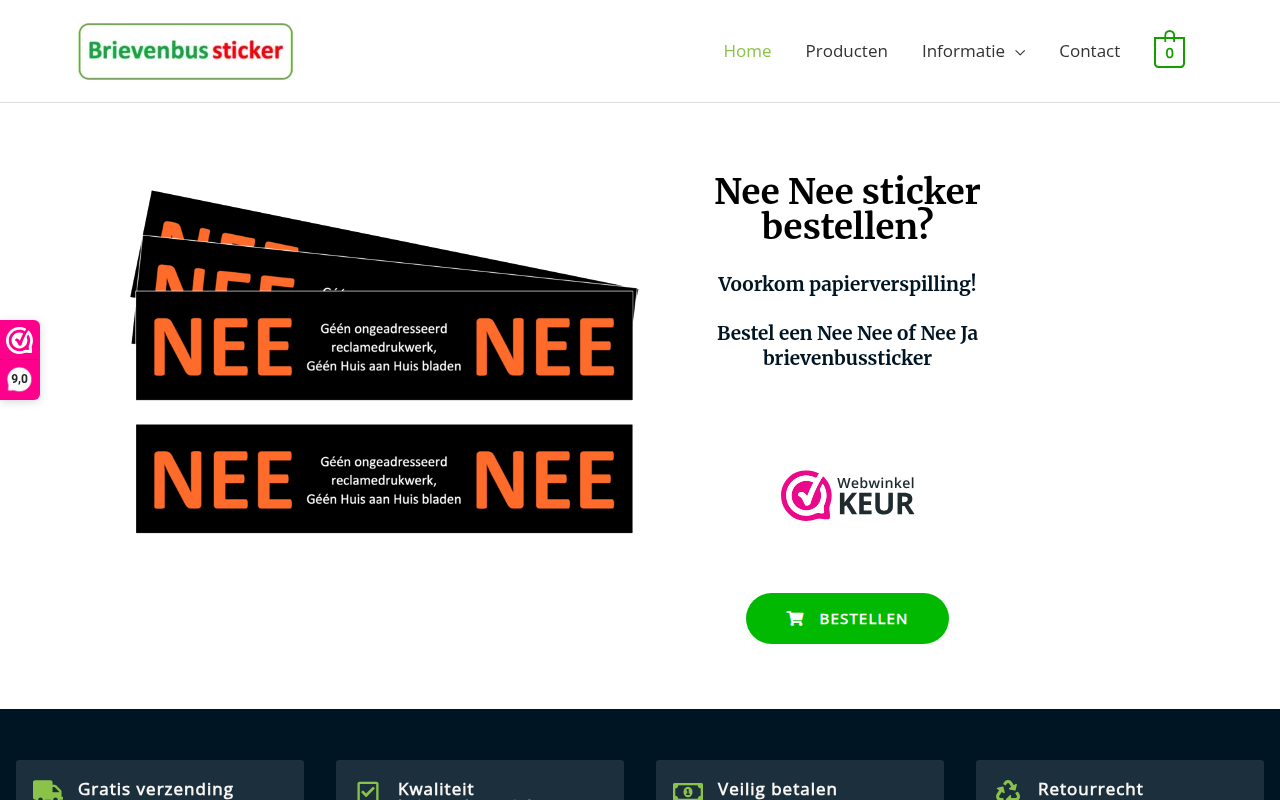 Screenshot van brievenbussticker.shop