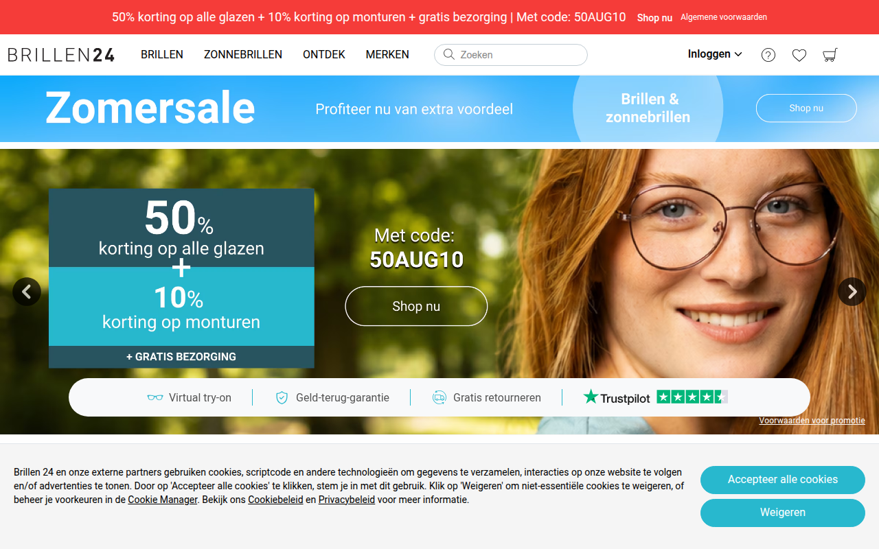 Screenshot van brillen24.nl