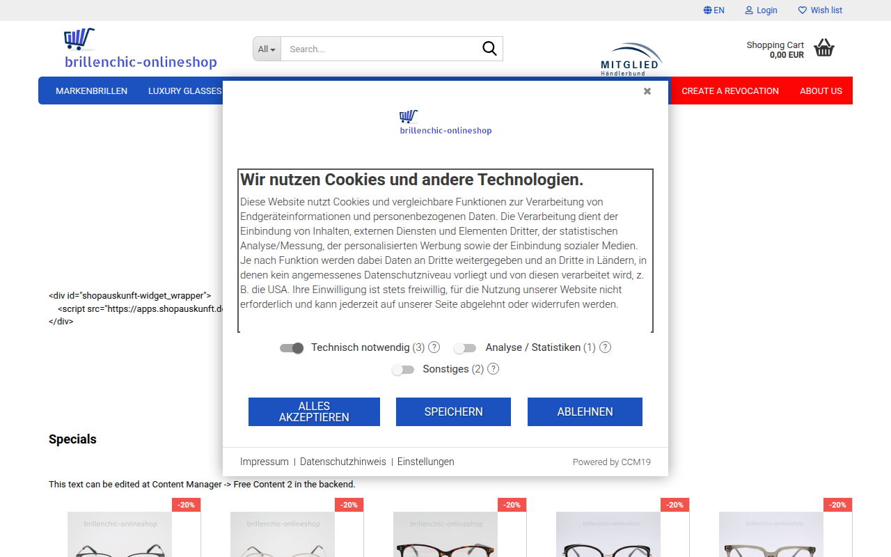 Screenshot van brillenchic-onlineshop.de