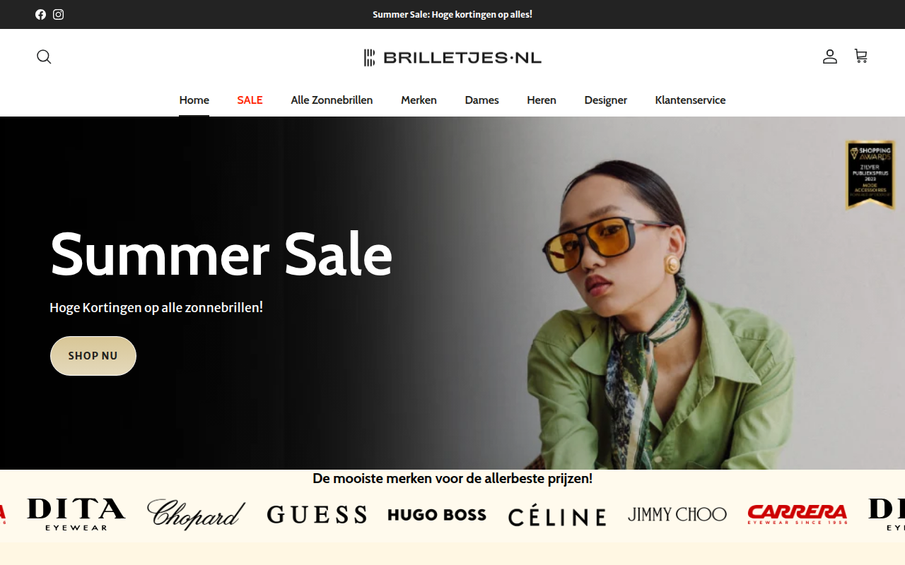 Screenshot van brilletjes.nl