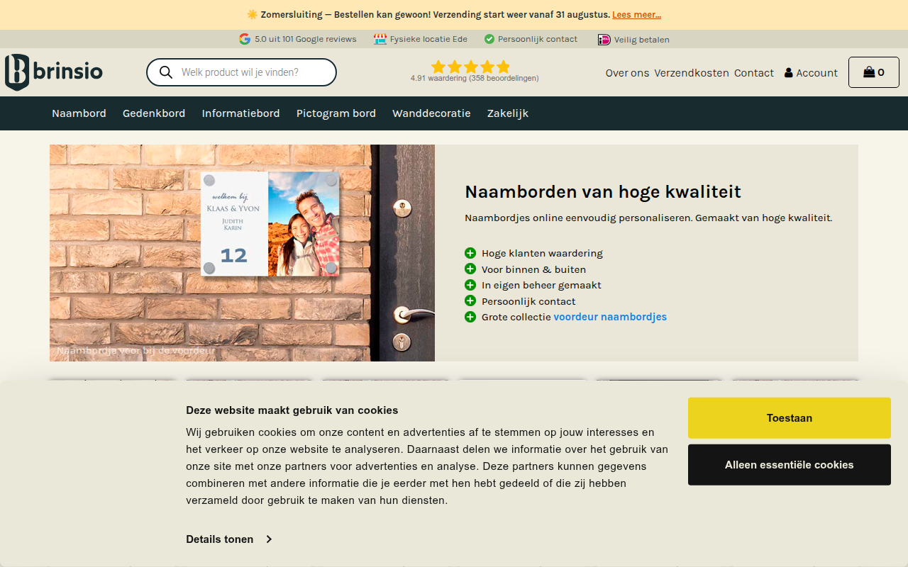 Screenshot van brinsio.nl