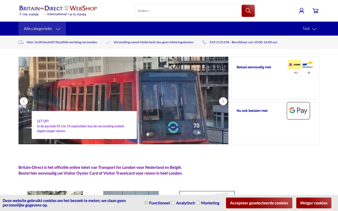 Screenshot van britain-direct.nl