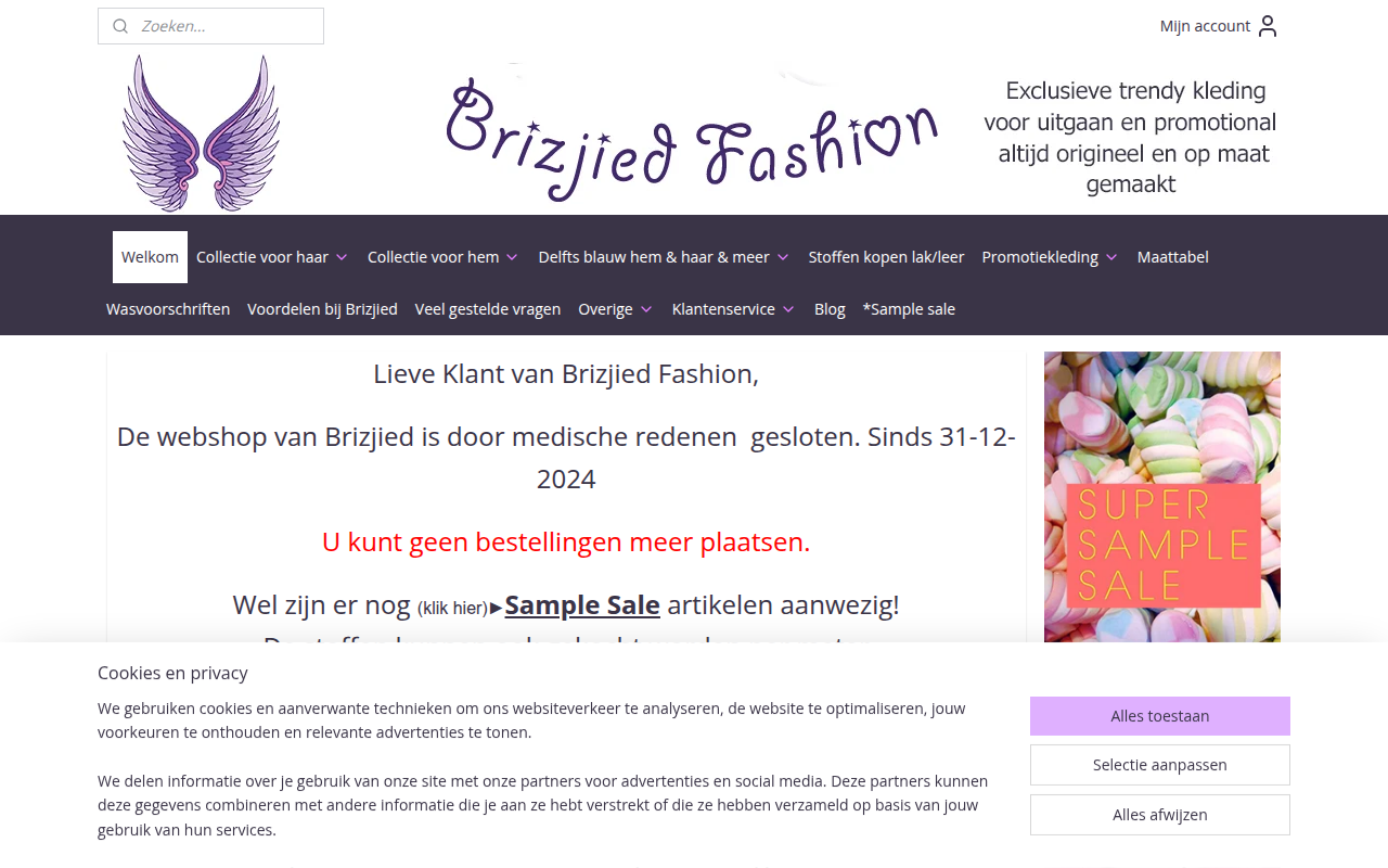 Screenshot van brizjiedfashion.nl