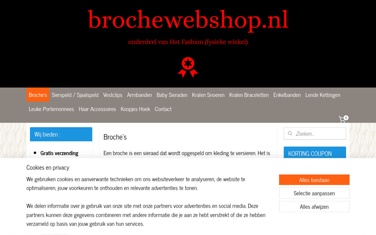 Screenshot van brochewebshop.nl