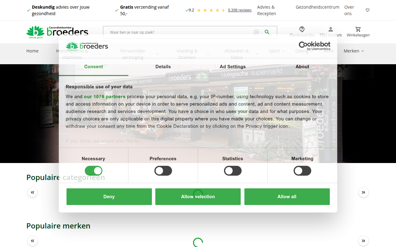 Screenshot van broedersgezondheidswinkel.nl