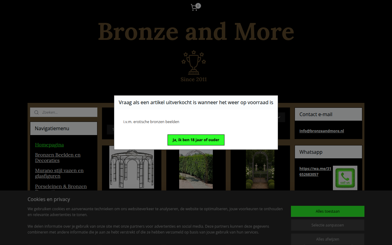 Screenshot van bronzeandmore.nl