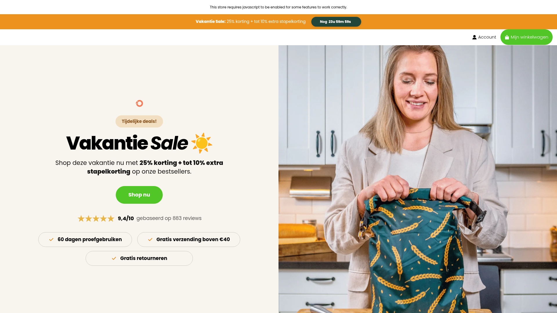 Screenshot van broodnodig.shop