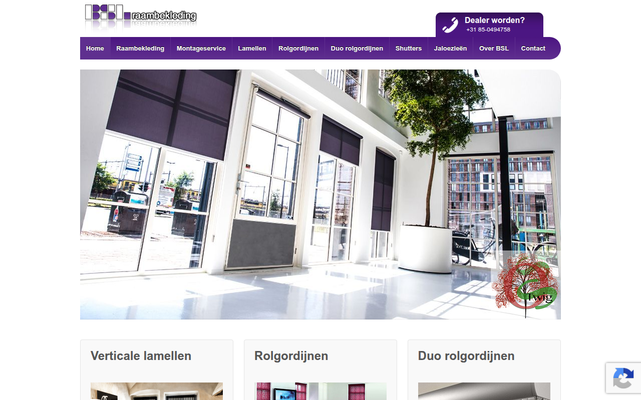 Screenshot van bsl-raambekleding.nl