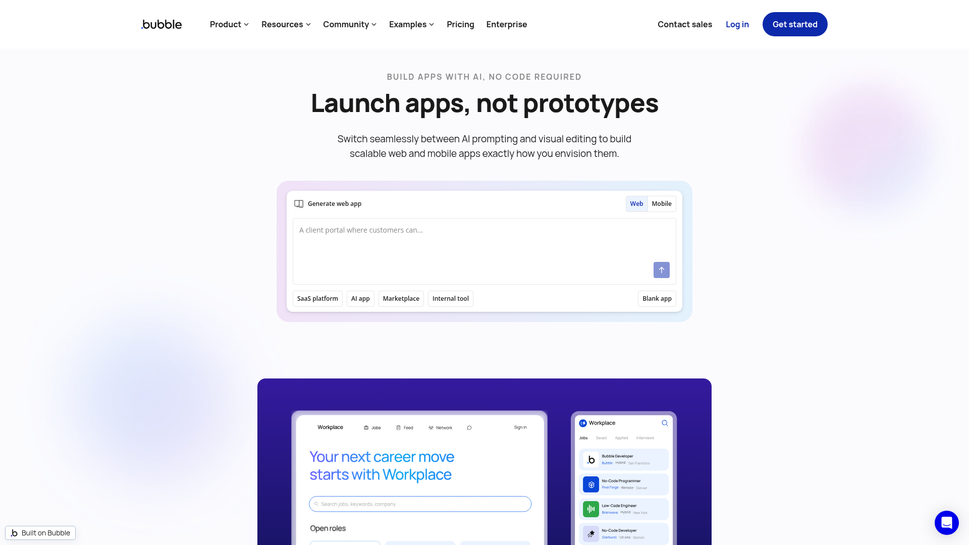 Screenshot van bubble.io