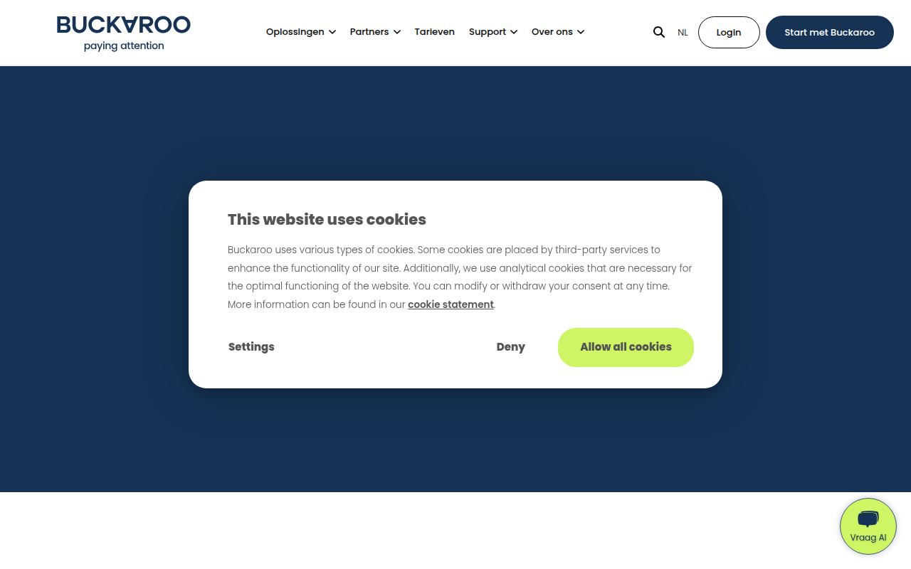Screenshot van buckaroo.nl