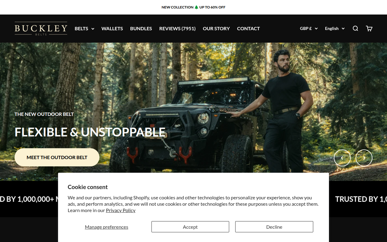 Screenshot van buckleybelts.com