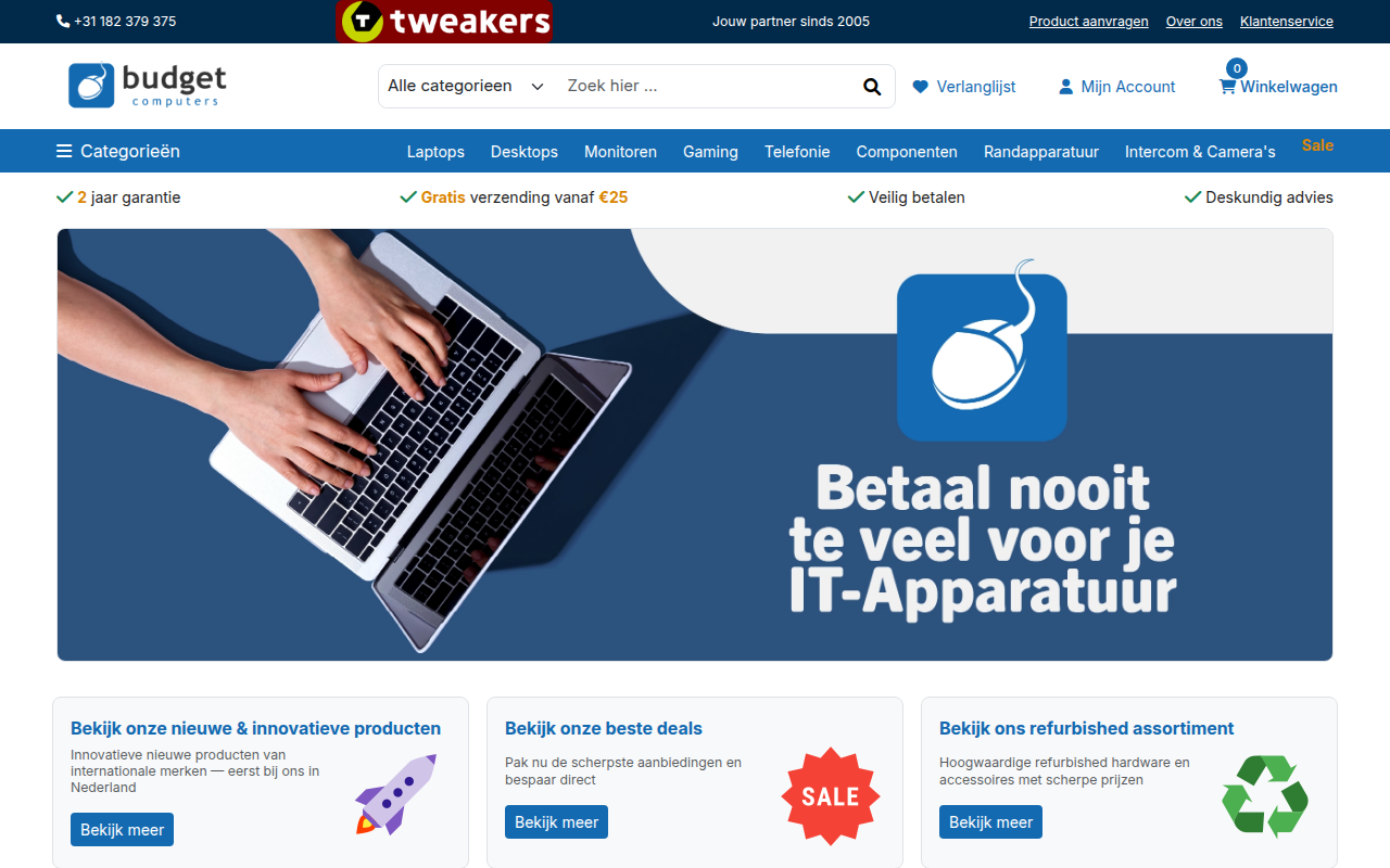 Screenshot van budget-computers.nl