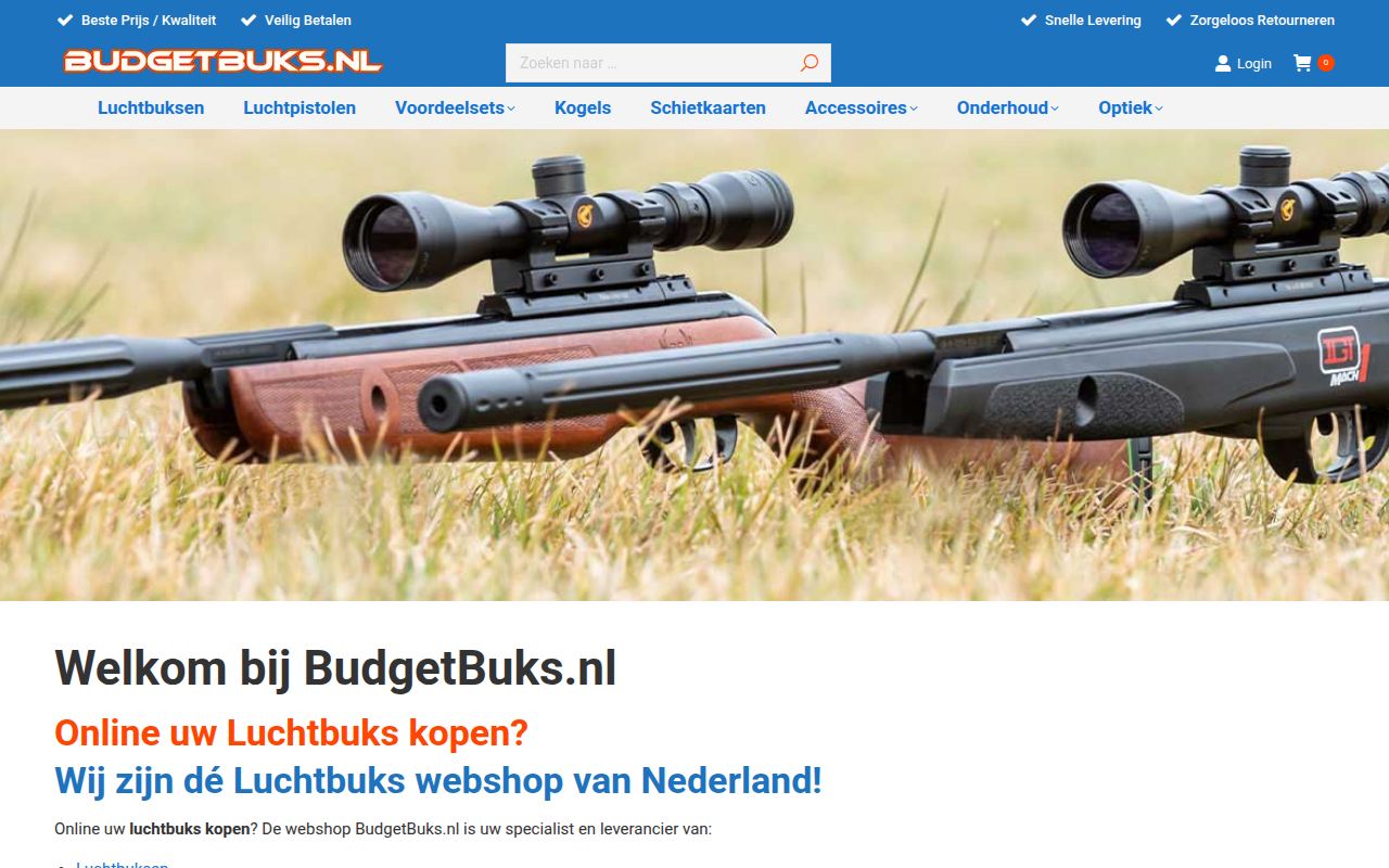 Screenshot van budgetbuks.nl