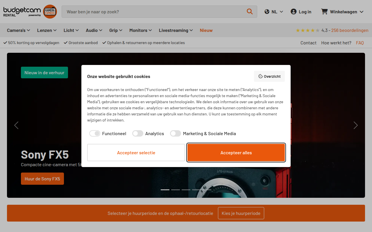 Screenshot van budgetcam.nl