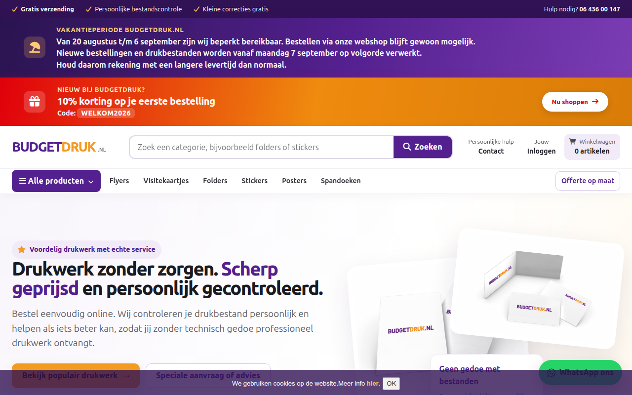 Screenshot van budgetdruk.nl